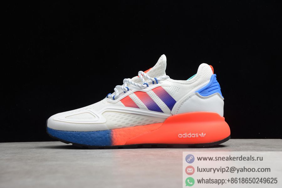Adidas ZX 2K Boost White Solar Red Blue (GS) FX9519 Unisex Shoes